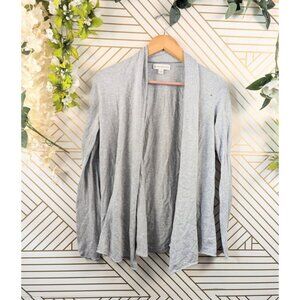 White + Warren Silk Cotton Knit Long Sleeve Cardigan Open Front Size S READ